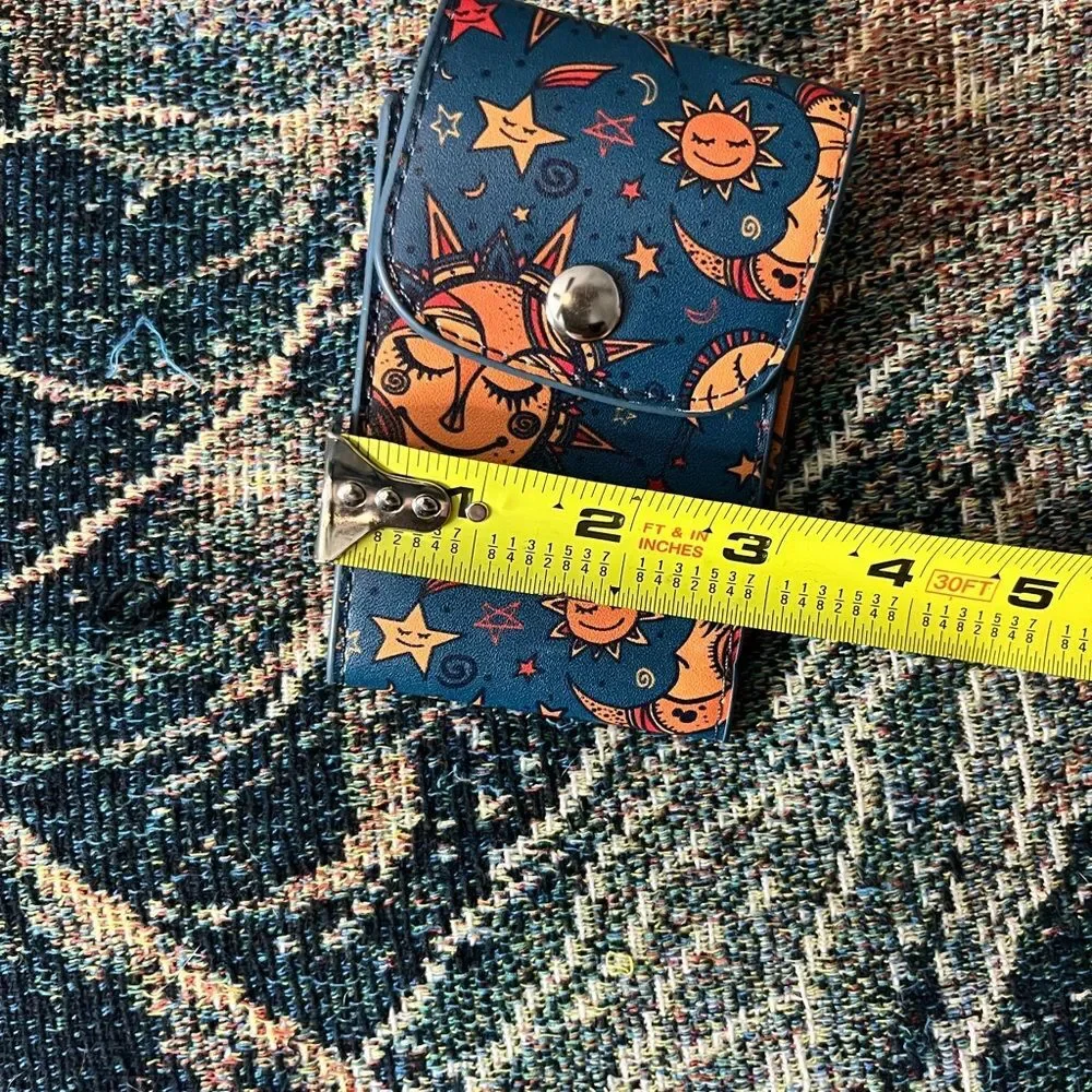 Sun and Moon Card Holder Bright and Colorful Hippie Chill Vibes Blue and Orange